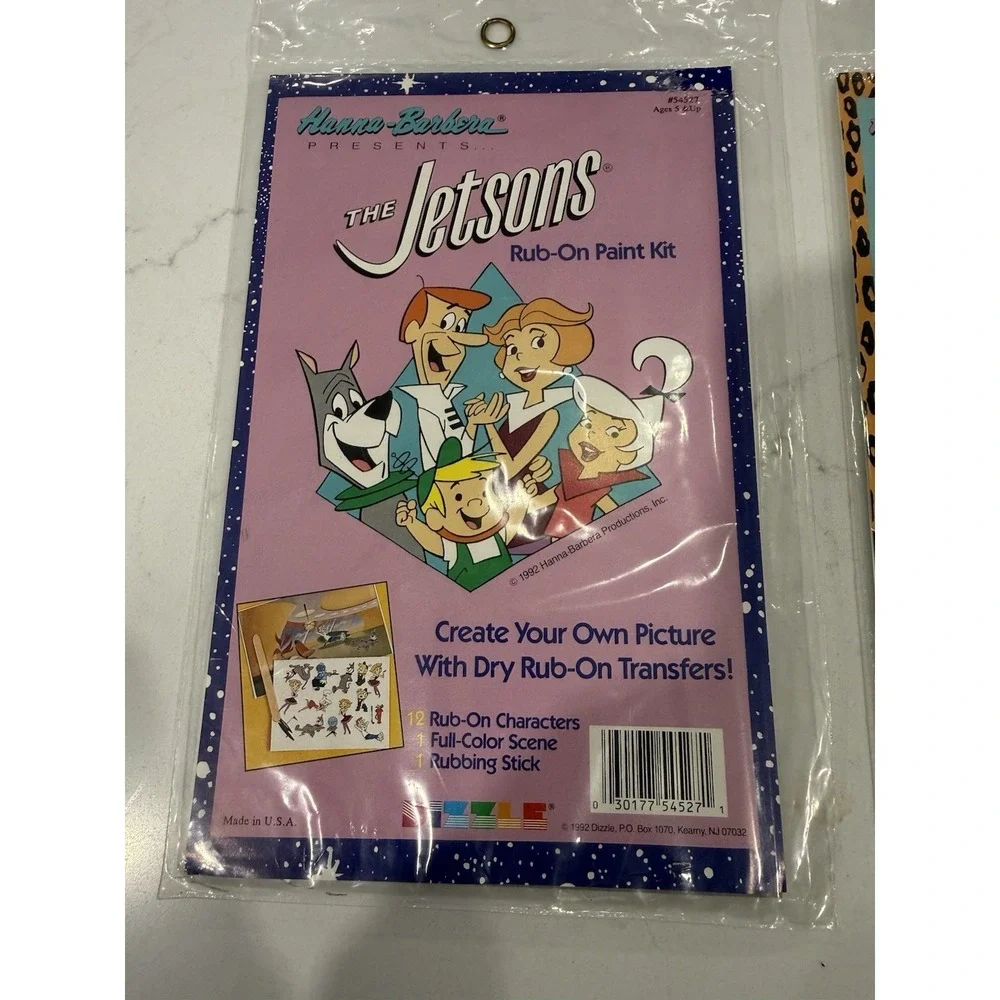 The Flintstones & Jetsons Vintage 1992 Rub On Paint Transfer Kit Lot of 4 (2ea.)